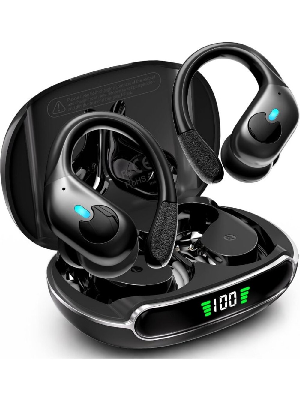 Wireless Active Noise Cancelling Earbuds with 90H Playtime, Waterproof & Bass